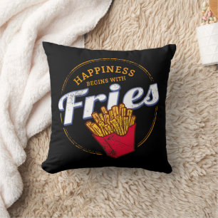 Fries Chips Snack Vintage Potato or French Fries Throw Pillow