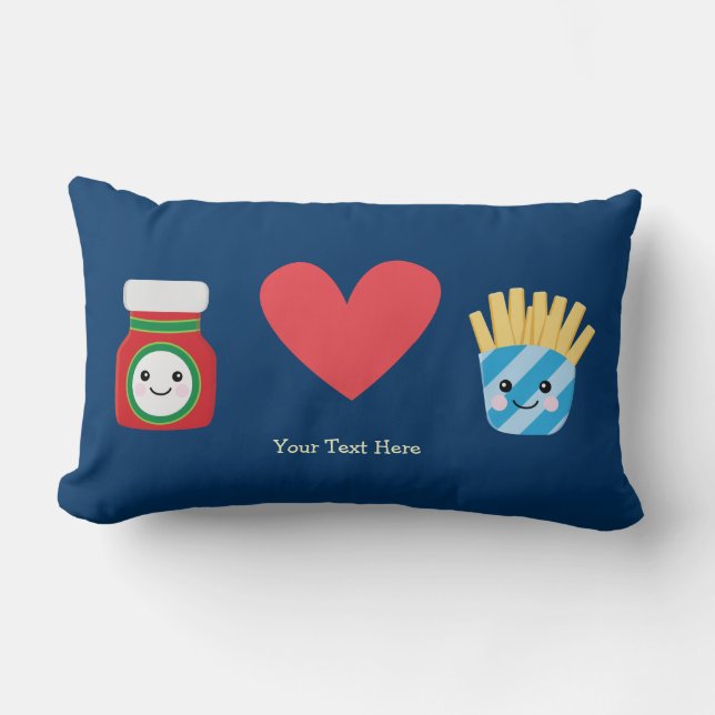 Fries & Ketchup (customizable) Lumbar Pillow (Front)