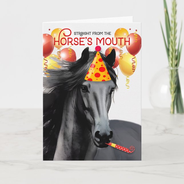 Friesan Black Horse Funny Birthday Card (Front)
