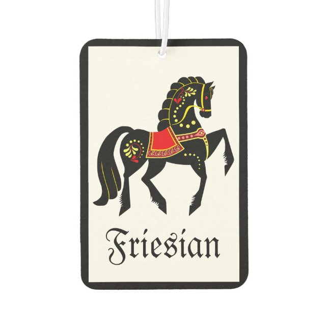Friesian, black stallion, folk Friesian image Air Freshener (Back)