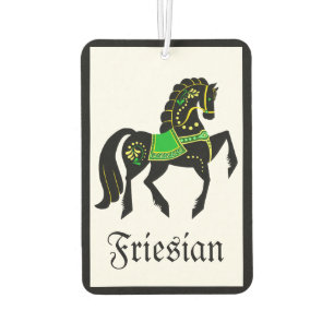 Friesian, black stallion/folk Friesian image green Air Freshener