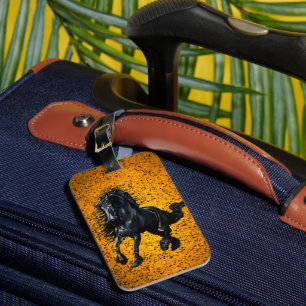Friesian, black stallion, Frisan/Friesian horse/0  Luggage Tag