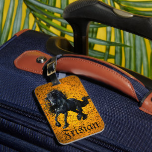 Friesian, black stallion, Frisan/Friesian horse/5 Luggage Tag
