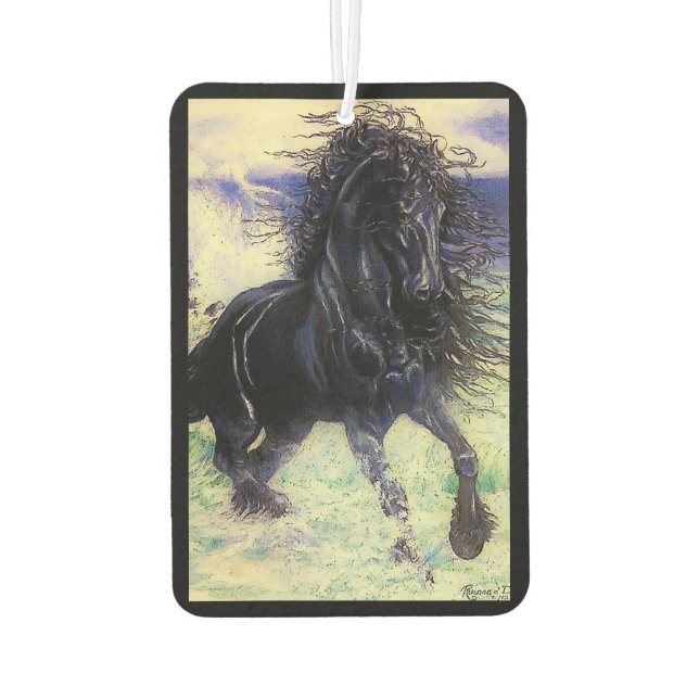 Friesian, black stallion, I love Friesians, image Air Freshener (Back)