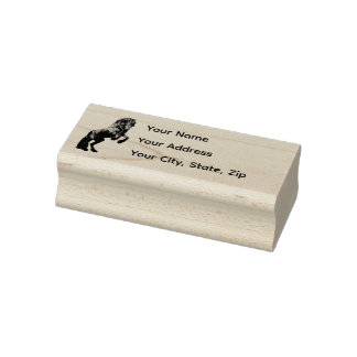 Friesian, black stallion, Personal Address stamp/3 Rubber Stamp