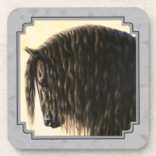 Friesian Draught Horse Silver Grey Coaster