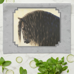 Friesian Draught Horse Silver Grey Kitchen Towel