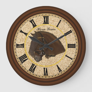Friesian Draught Horse with black numbers Large Clock