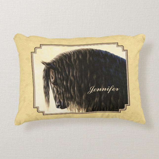 Friesian Draught Horse Yellow Accent Pillow (Front)