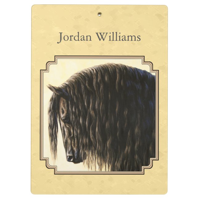 Friesian Draught Horse Yellow Clipboard (Back)