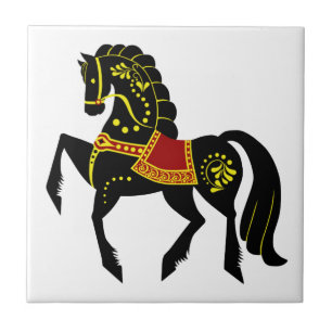 Friesian Folk stallion/black beauty, black horse Tile