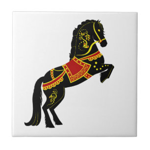 Friesian Folk stallion/black beauty, black horse Tile