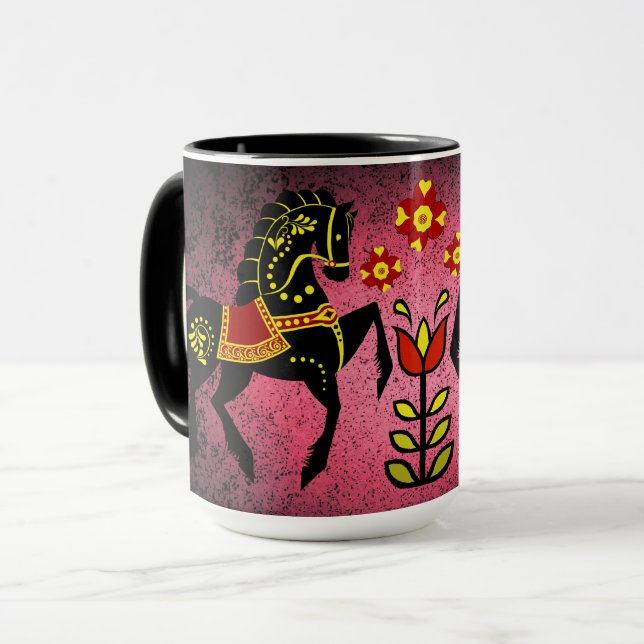 Friesian/Frisian Folk black stallion/pink Mug (Front Left)