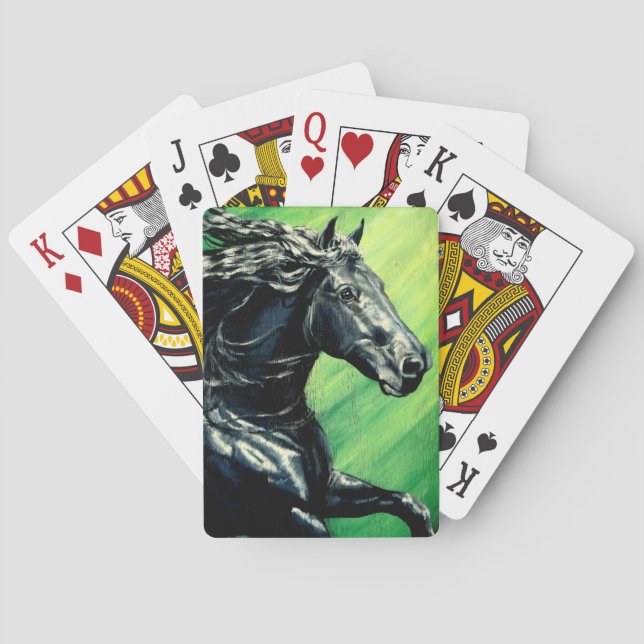Friesian horse black beauty stallion playing cards (Back)
