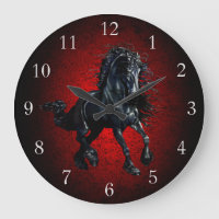 Friesian horse, black stallion beauty red granite
