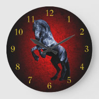 Friesian horse, black stallion beauty red granite