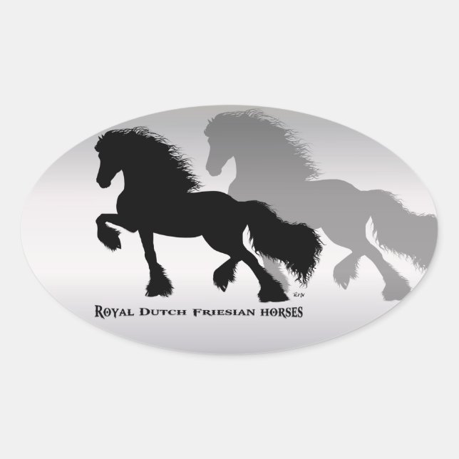 Friesian Horse / Fries Paard Oval Sticker (Front)
