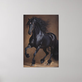 Friesian horse - Oil paint Canvas Print