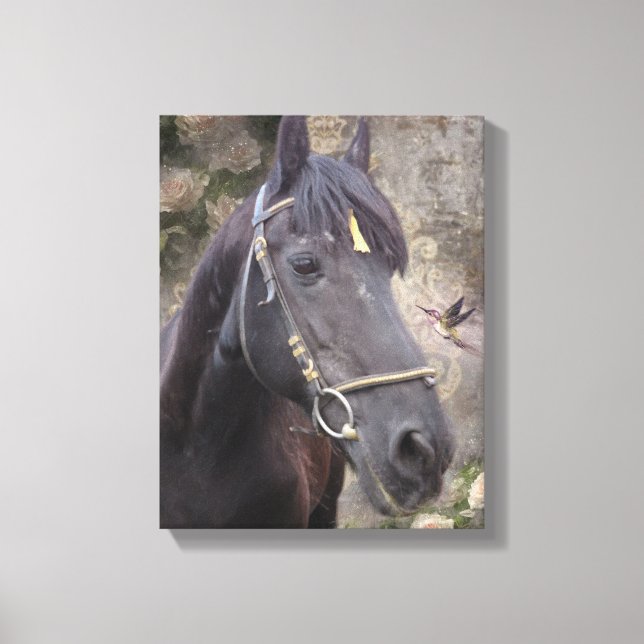 Friesian Horse Portrait - Wrapped Canvas (Front)