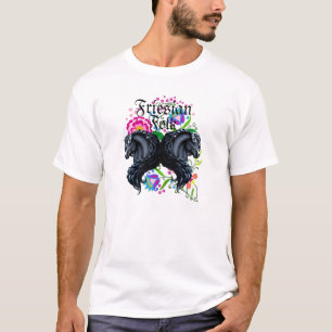 friesian horse, stallion, folk flowers T-Shirt