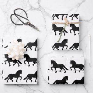 Friesian Horses Wrapping Paper Sheets