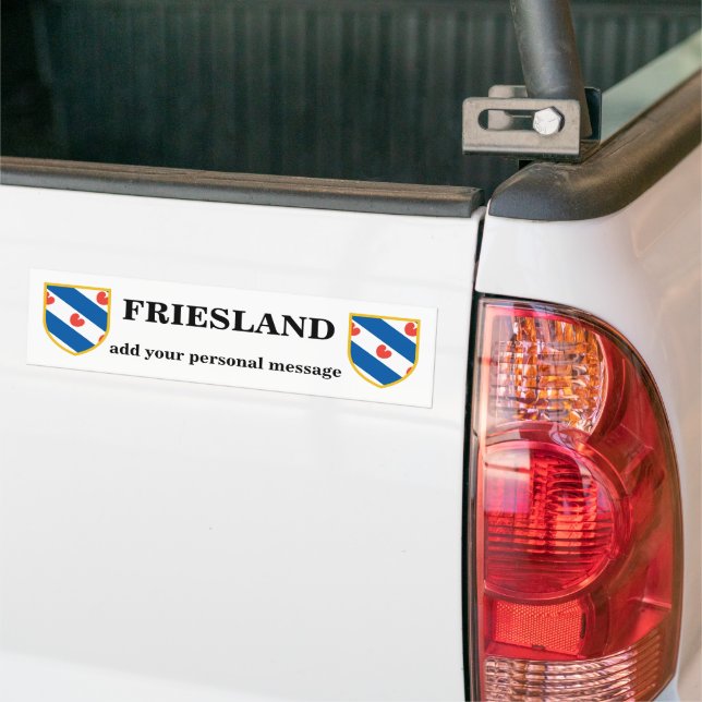 Friesland Flag Customizable Bumper Sticker (On Truck)