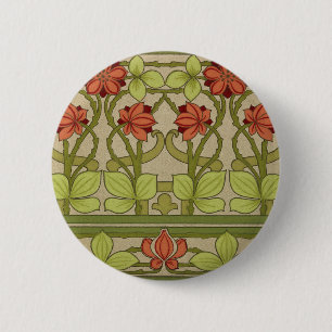 Frieze Border Art Nouveau Floral 2 Inch Round Button