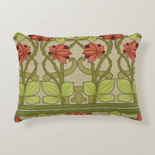 Frieze Border Art Nouveau Floral Accent Pillow