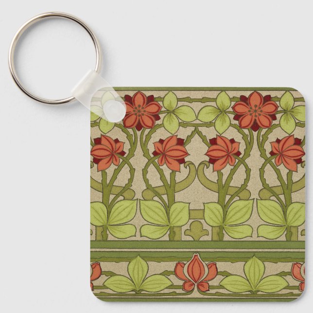Frieze Border Art Nouveau Floral Keychain (Front)