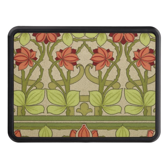Frieze Border Art Nouveau Floral Trailer Hitch Cover (Front)