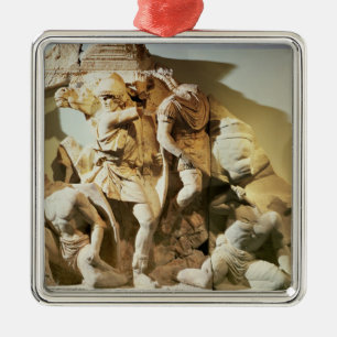 Frieze detail of a battle scene metal ornament