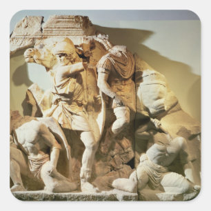 Frieze detail of a battle scene square sticker