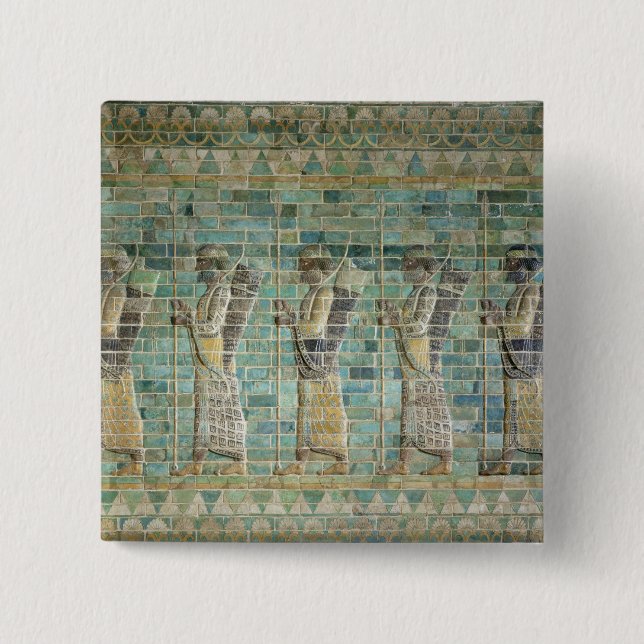 Frieze of archers 2 inch square button (Front)