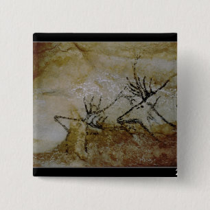 Frieze of deer, c.17000 BC 2 Inch Square Button
