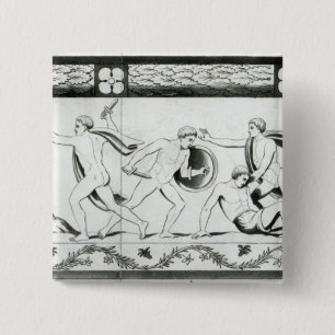 Frieze on the Pillar of the Grotta del 2 Inch Square Button