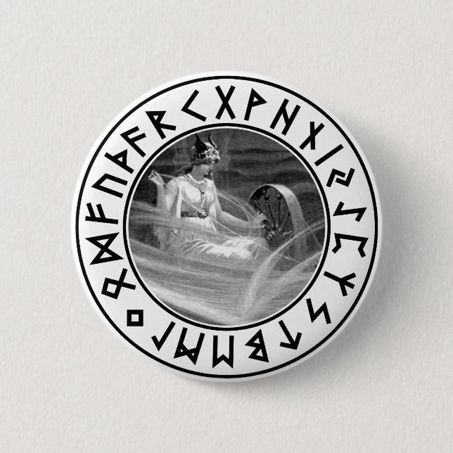 Frigg Rune Shield 2 Inch Round Button (Front)