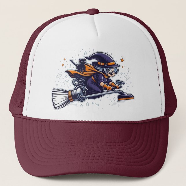 Fright Night Flight: The Witch’s Techy Halloween  Trucker Hat (Front)
