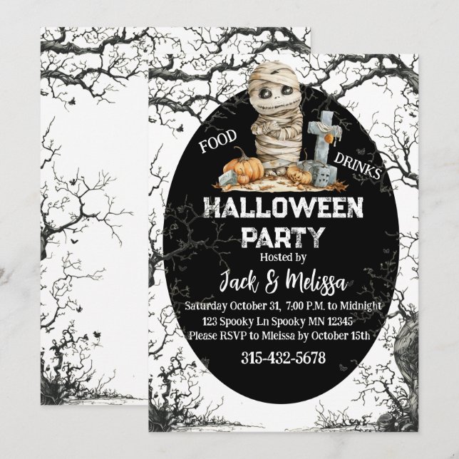 Fright Night Fun — Invitation à la fête d'Hallowee (Devant / Derrière)
