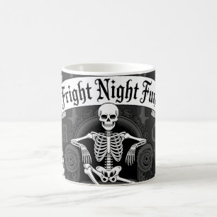 Fright Night Fun: Skeleton on Throne Design Coffee Mug