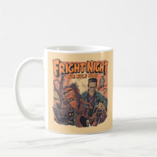 Fright Night Horror Poster – Retro Werewolf and Mo Coffee Mug