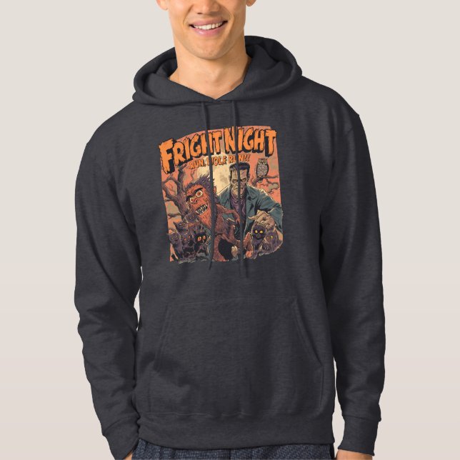 Fright Night Horror Poster – Retro Werewolf and Mo Hoodie (Front)