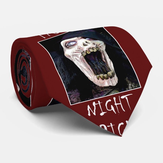 Fright Night Skelton Skull Halloween Tie (Rolled)