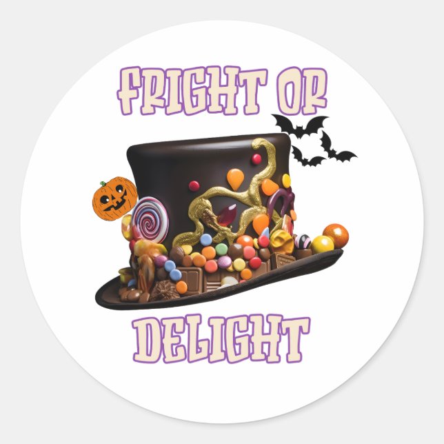 Fright or Delight Classic Round Sticker (Front)