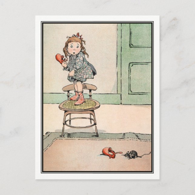 Frightened Girl and Mouse by Kate Fricero Postcard (Front)
