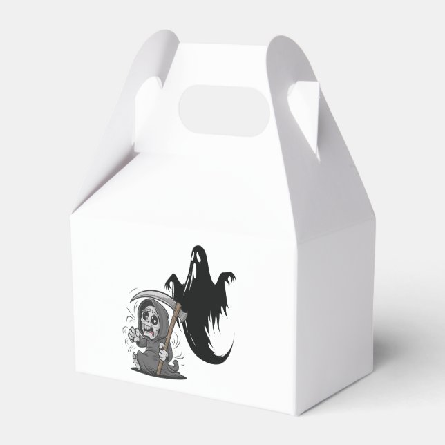Frightened grim reaper and ghost. favor box (Front Side)