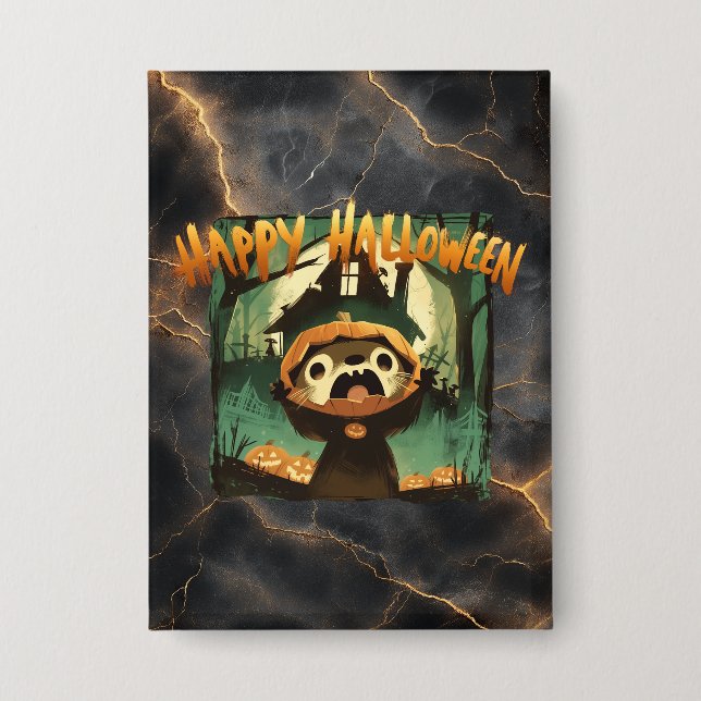 Frightened Otter in Halloween pumpkin costume (Front)