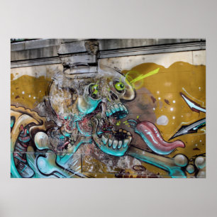 Frightened Skull Poster