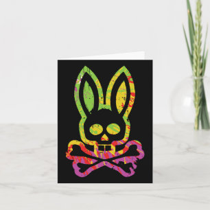 Frightening Bunny Rabbit Face Tie Dye Happy Easter Card