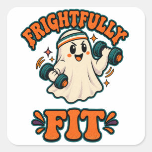 Frightfully Fit Funny Halloween Fitness Square Sticker