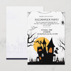 Frightfully Fun Black & White Halloween Party Invitation